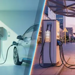 Ładowanie elektryka w domu i na mieście. Zastanawiasz się, ile kosztuje ładowanie elektryka? Obraz pokazuje różne opcje.