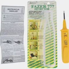 Żółty tester elektryczny FAZER 777 z instrukcją obsługi. Idealny do wykrywania napięcia i ciągłości przewodów.