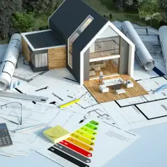 Projekt domu z energooszczędnymi rozwiązaniami, plany, kalkulator i dokumenty wskazują na możliwość uzyskania dofinansowania na termomodernizację.