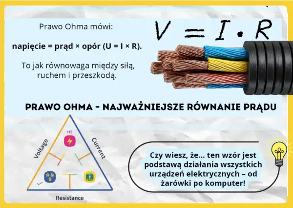 Prawo Ohma wyjaśnia zależność napięcia, prądu i oporu. Wzór V=I*R jest kluczowy dla działania urządzeń elektrycznych.