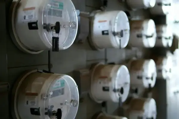 Rząd liczników energii elektrycznej, gotowych do enea przepisanie licznika.